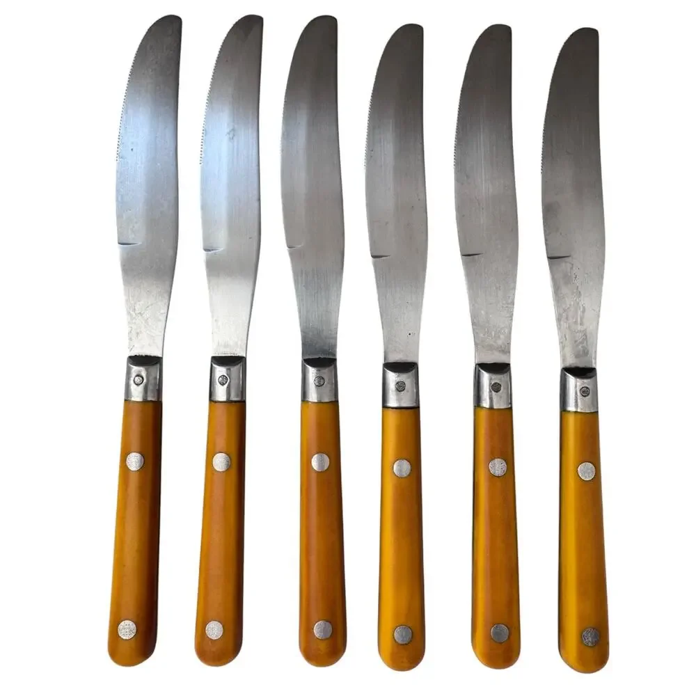 1970s Washington Forge Mardi Gras Butterscotch Yellow Flatware Set 35 Pieces